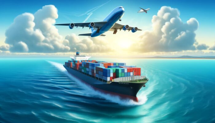 plane and cargo ship in one photo